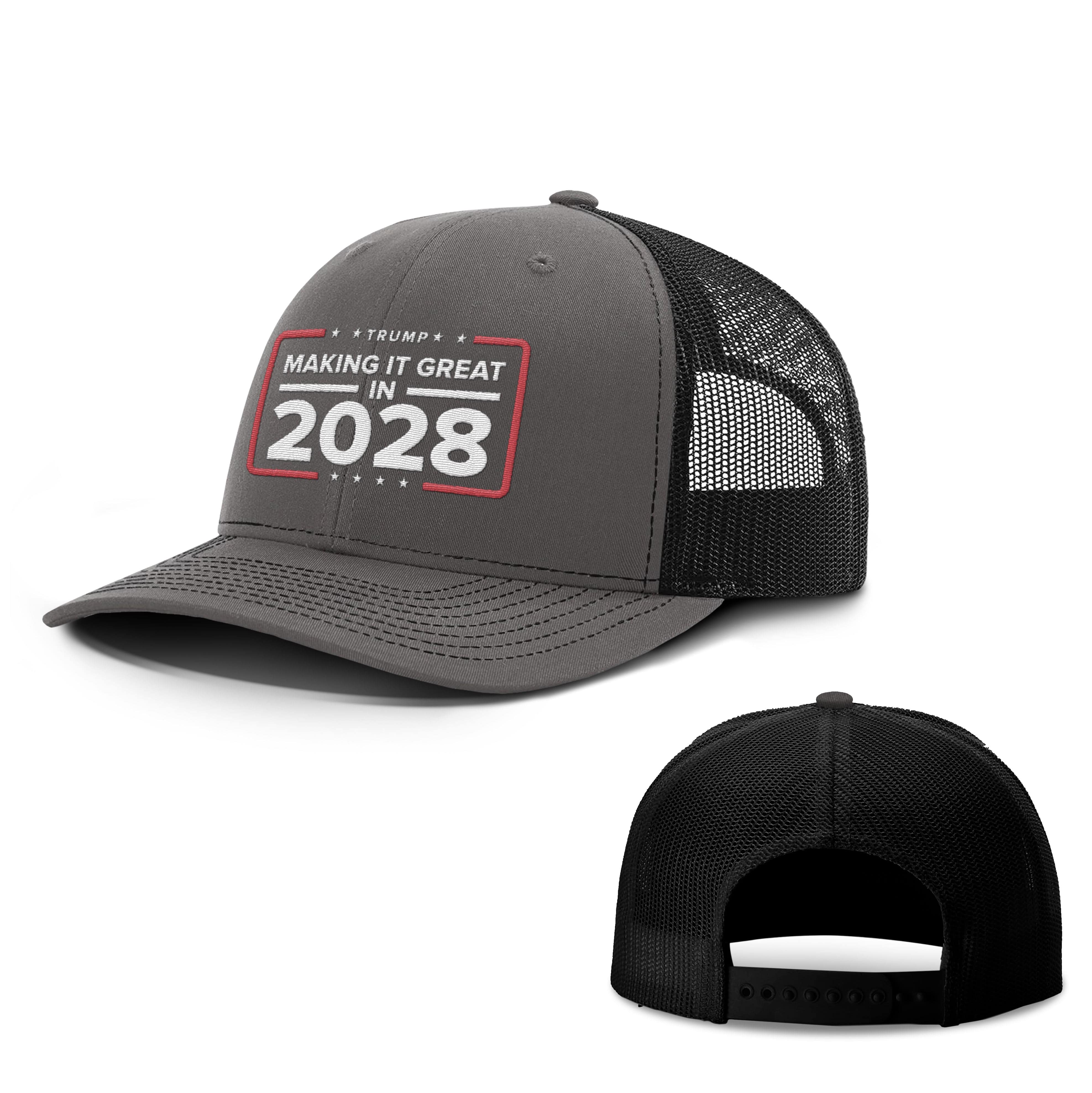 Adjustable Snapback Trucker Cap / Charcoal/Black / OS Making it Great in 2028 Trucker Hat maga trump