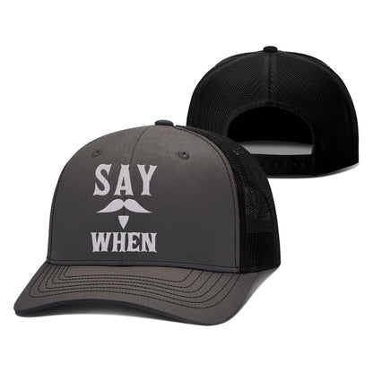 Adjustable Snapback Trucker Cap / Charcoal/Black / OS Say When Trucker Hat maga trump