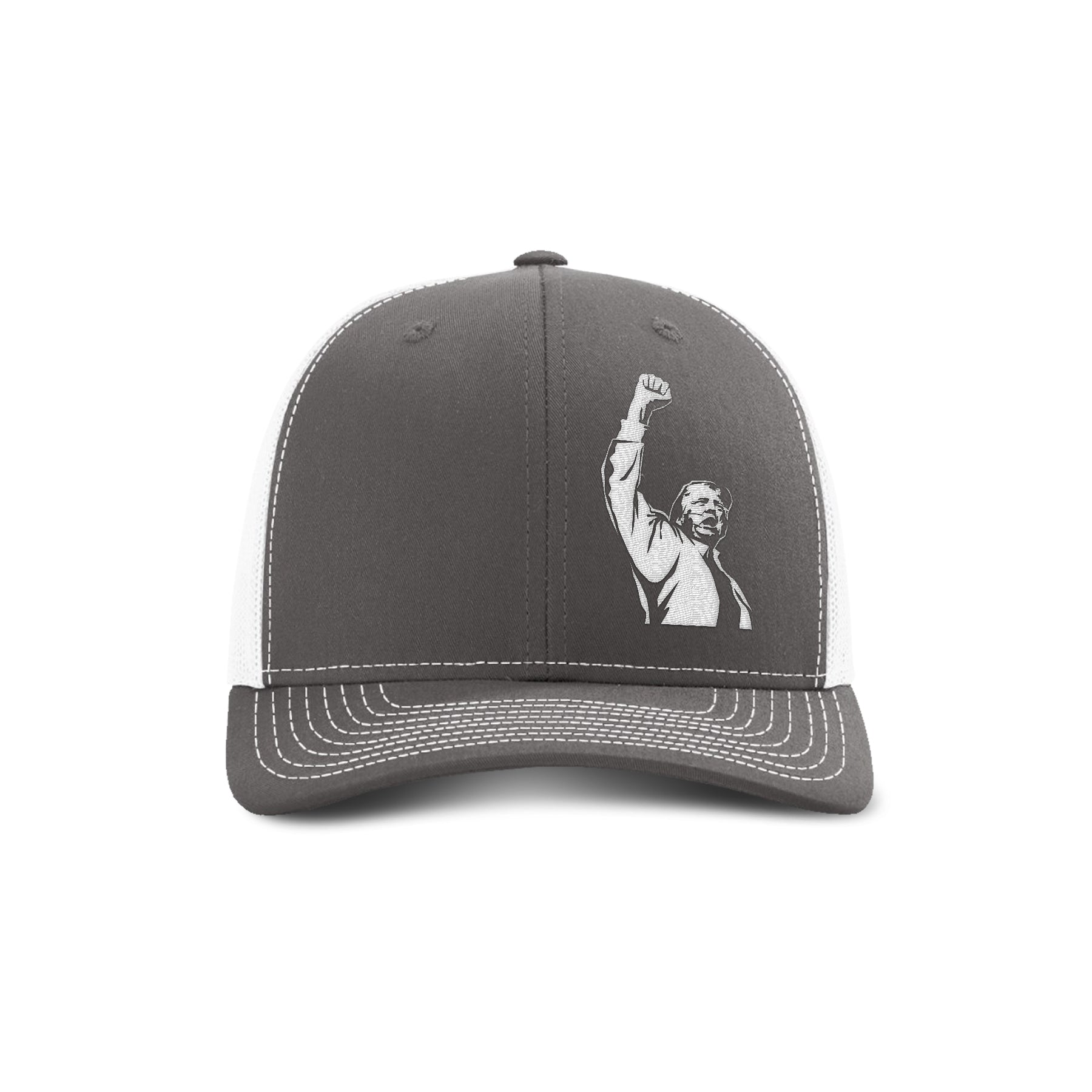 Adjustable Snapback Trucker Cap / Charcoal/ White Fight Trump Iconic Trucker Hat maga trump