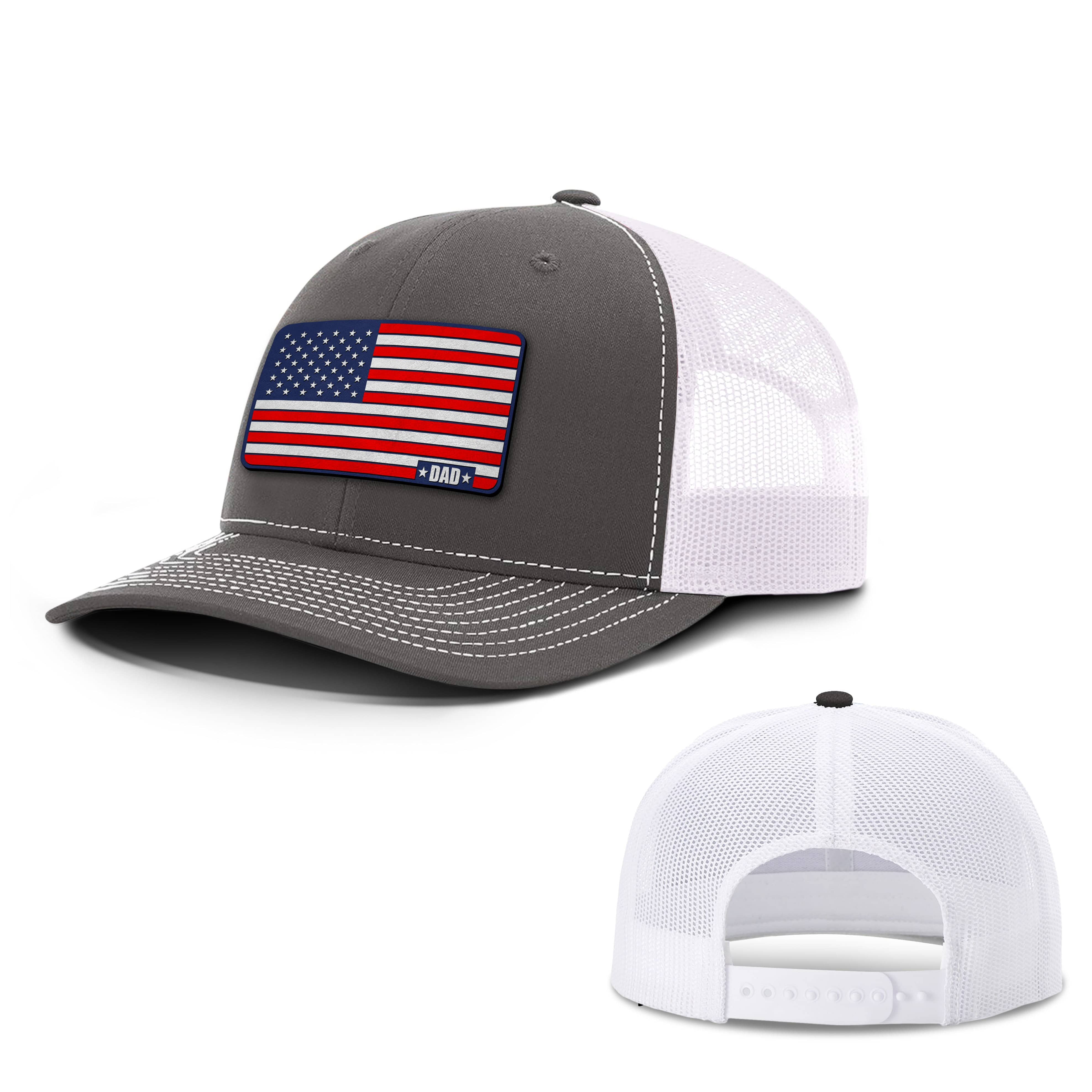 Adjustable Snapback Trucker Cap / Charcoal/White / OS American Dad Flag Trucker Hat maga trump
