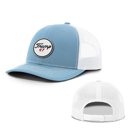 Adjustable Snapback Trucker Cap / Columbia Blue/White / OS Trump 47 Golf Ball Summer Hats maga trump