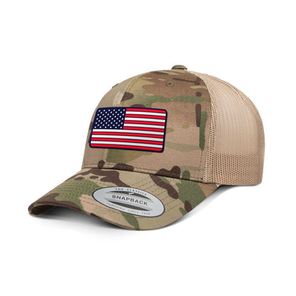 Adjustable Snapback Trucker Cap / Green Khaki USA FLAG PVC Camo Edition Trucker Hat maga trump