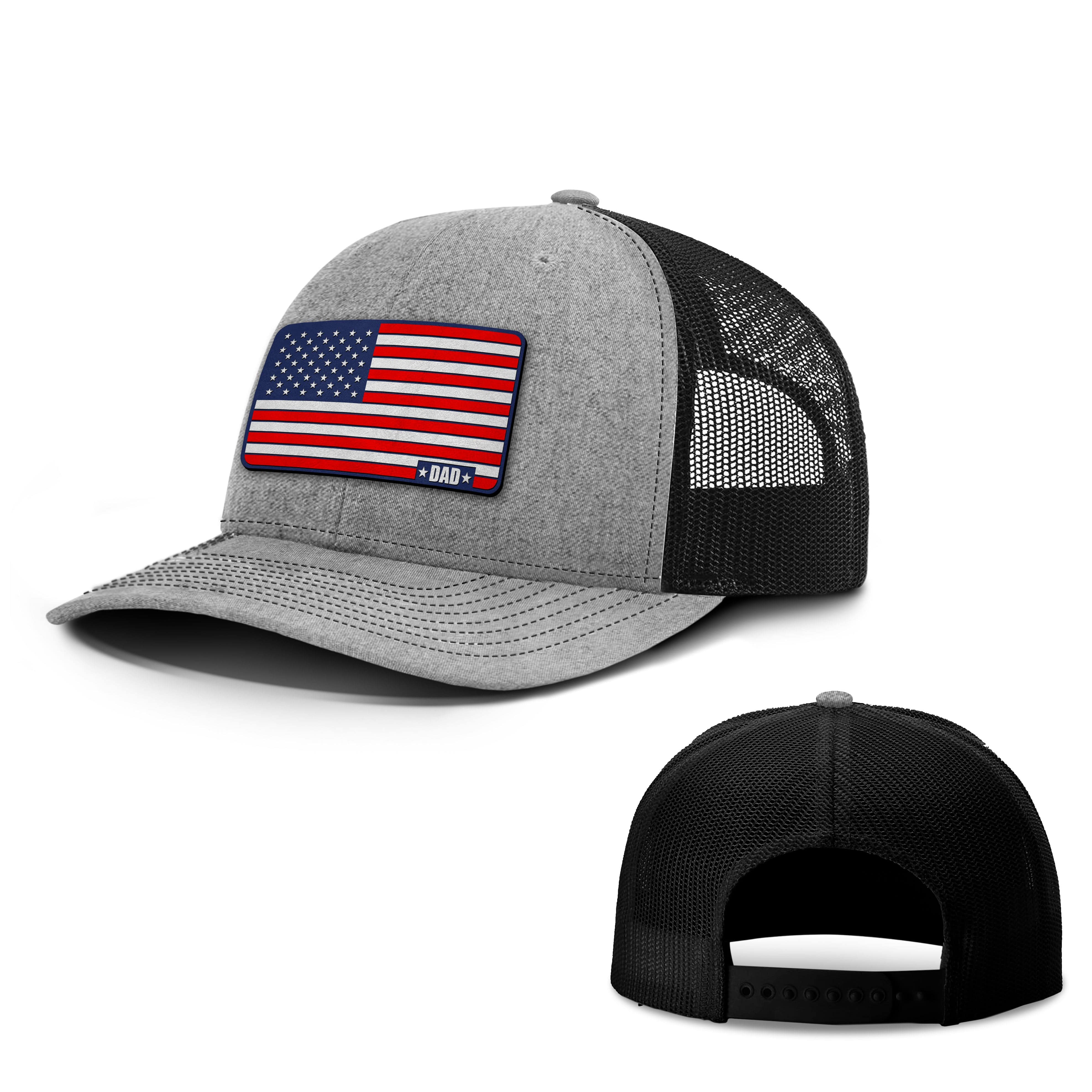 Adjustable Snapback Trucker Cap / Heather Gray/Black / OS American Dad Flag Trucker Hat maga trump