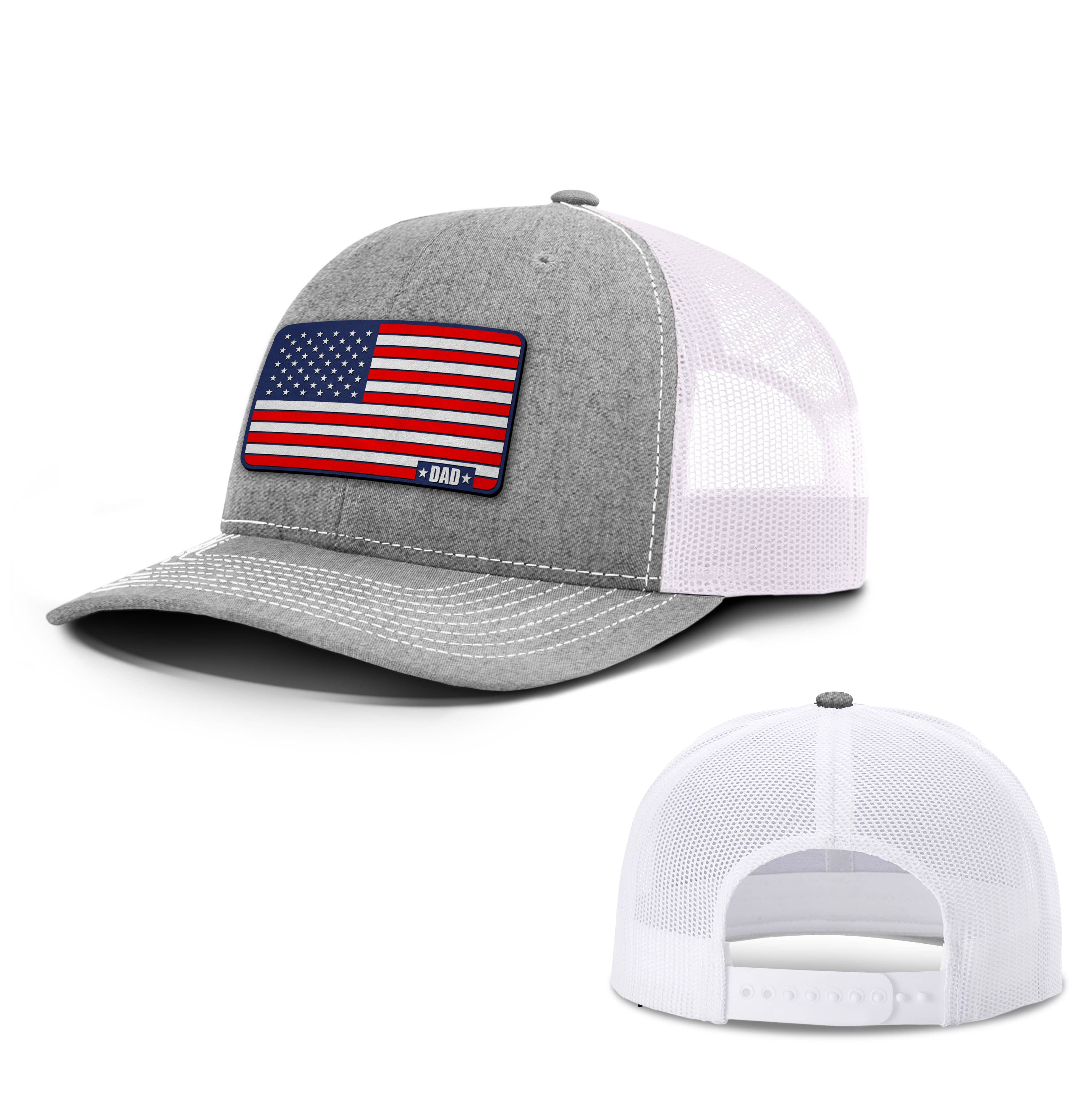 Adjustable Snapback Trucker Cap / Heather Gray/White / OS American Dad Flag Trucker Hat maga trump
