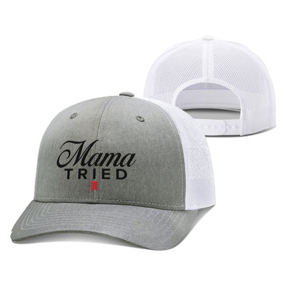 Adjustable Snapback Trucker Cap / Heather Gray/White / OS Mama Tried Trucker Hat maga trump