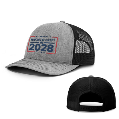 Adjustable Snapback Trucker Cap / Heather Grey/Black / XL Making it Great in 2028 Trucker Hat maga trump