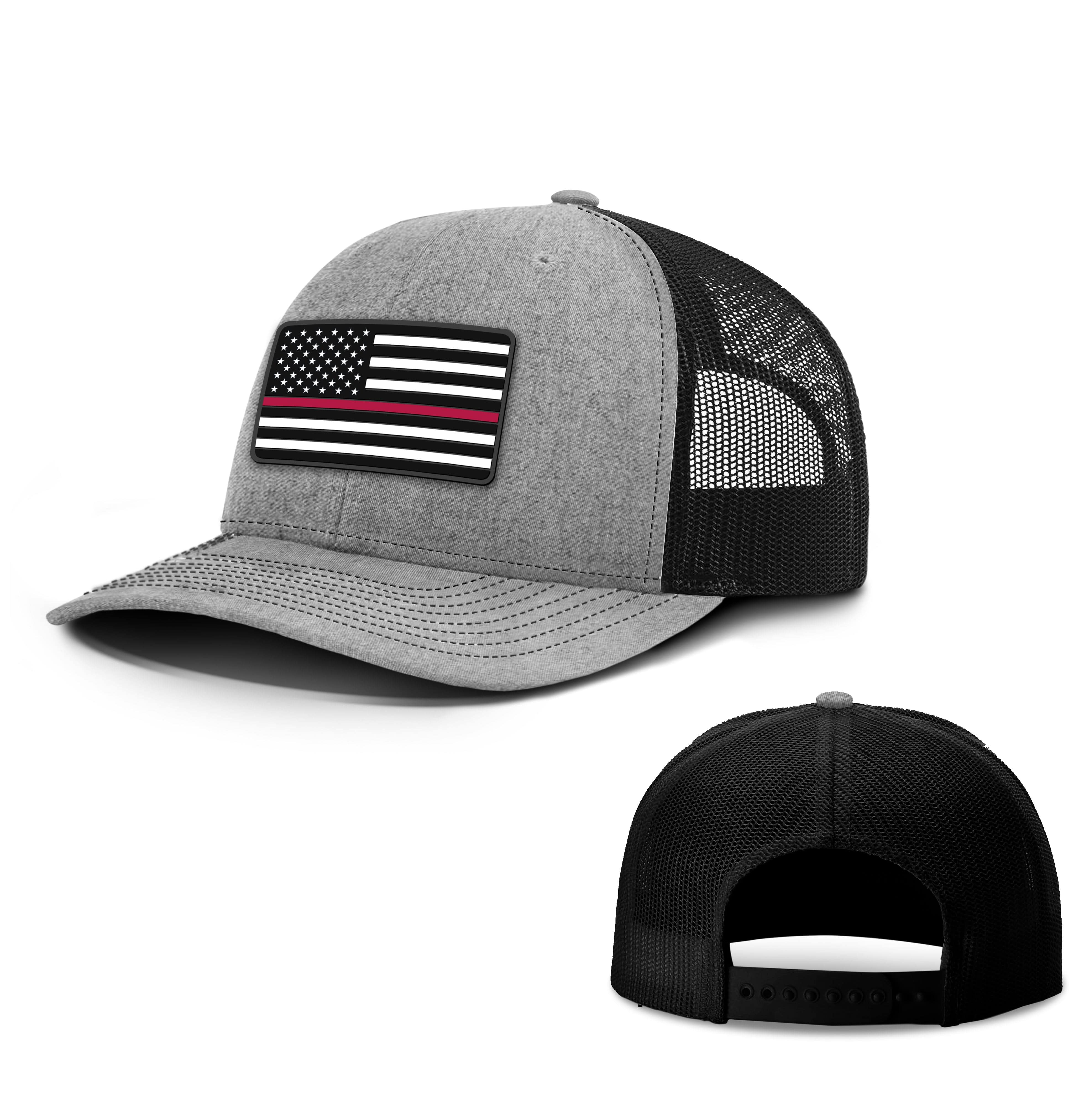 Adjustable Snapback Trucker Cap / Heather Grey/ Black / XL USA THIN RED FLAG Trucker Hat maga trump