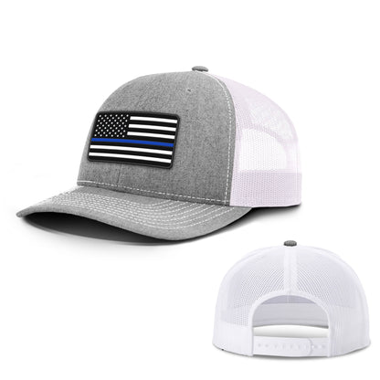 Adjustable Snapback Trucker Cap / Heather Grey/ White / XL USA THIN BLUE FLAG Trucker Hat maga trump