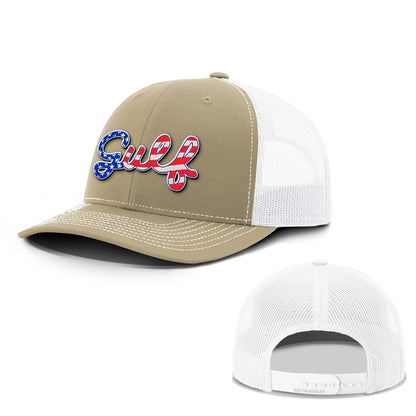 Adjustable Snapback Trucker Cap / Khaki/ White / OS Gulf of America Summer Hat maga trump