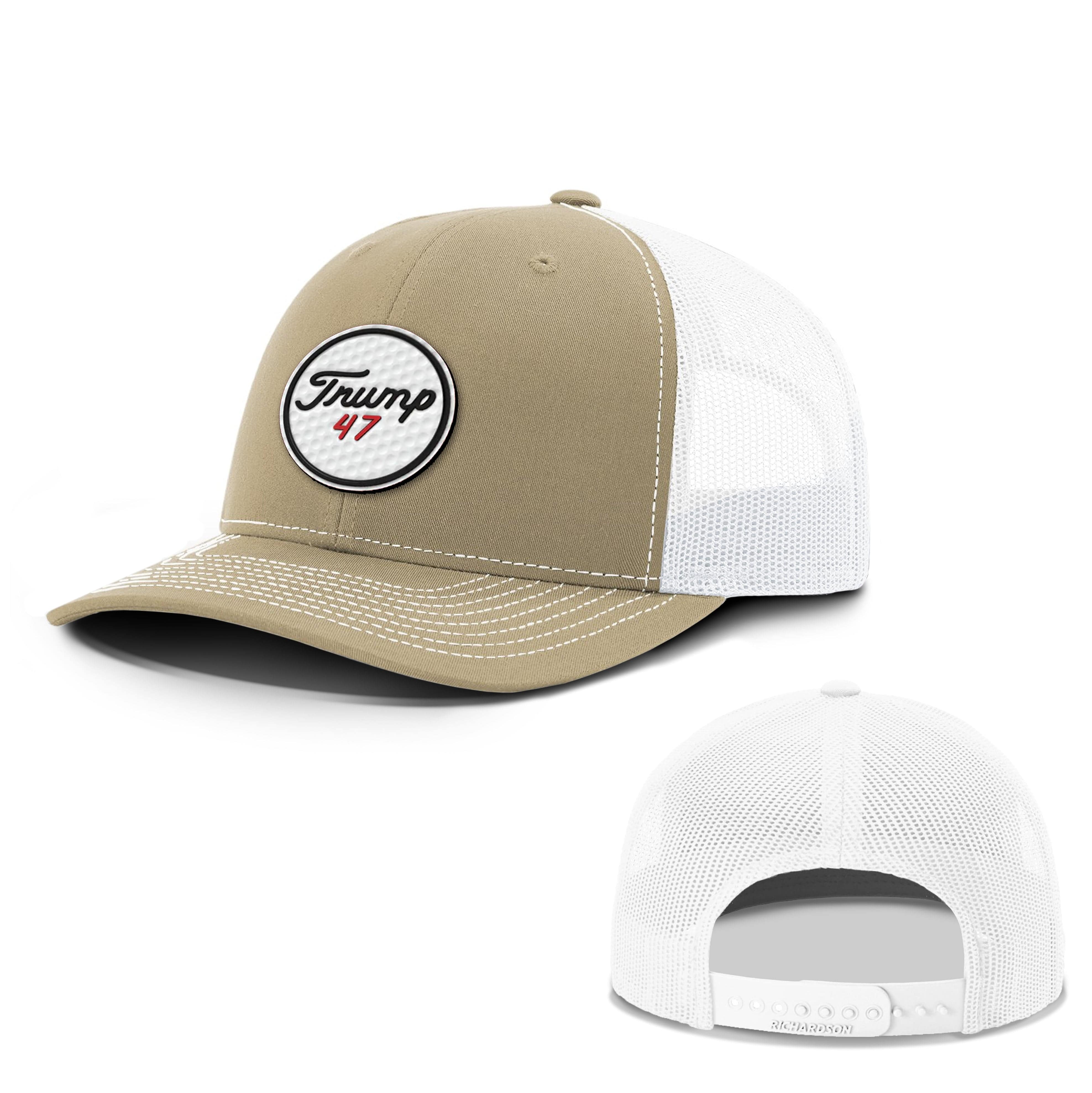 Adjustable Snapback Trucker Cap / Khaki/White / OS Trump 47 Golf Ball Summer Hats maga trump