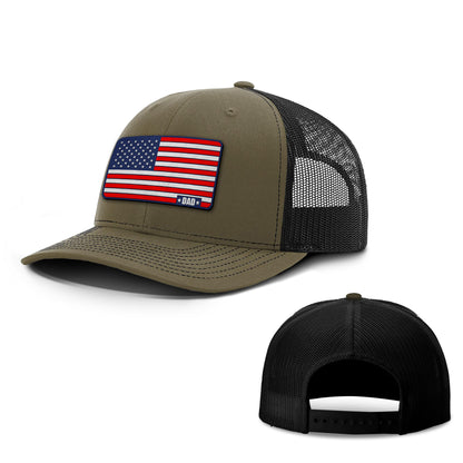 Adjustable Snapback Trucker Cap / Loden/Black / OS American Dad Flag Trucker Hat maga trump
