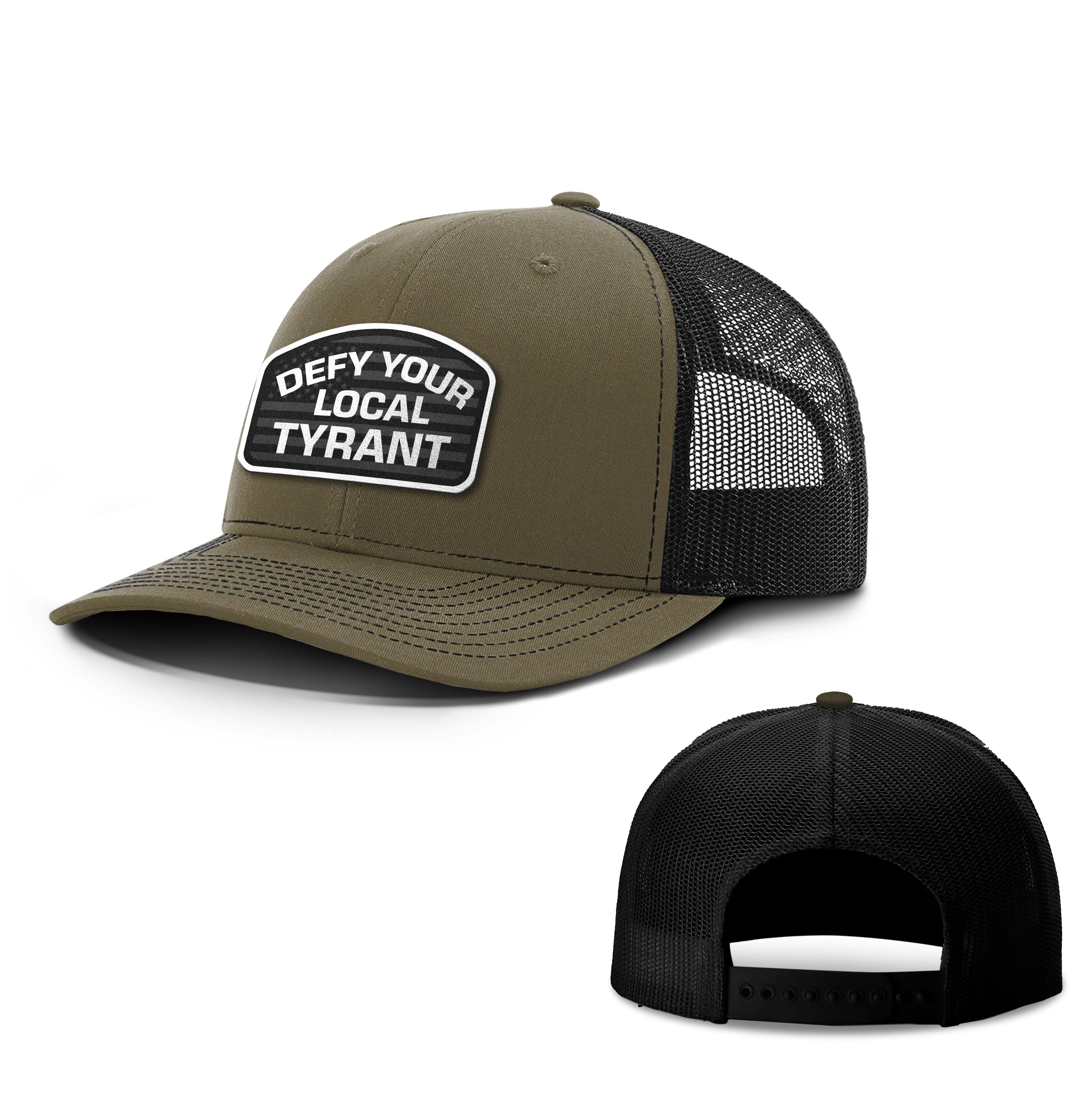 Adjustable Snapback Trucker Cap / Loden/Black / OS Defy Your Local Tyrant Trucker Hat maga trump
