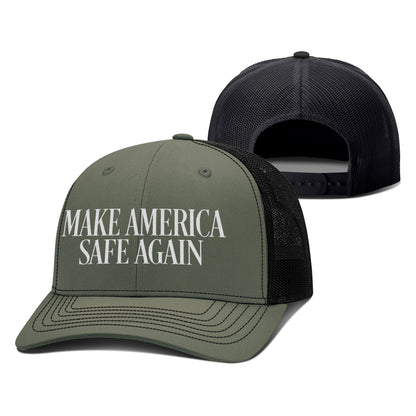 Adjustable Snapback Trucker Cap / Loden/Black / OS MAKE AMERICA SAFE AGAIN Trucker Hat maga trump