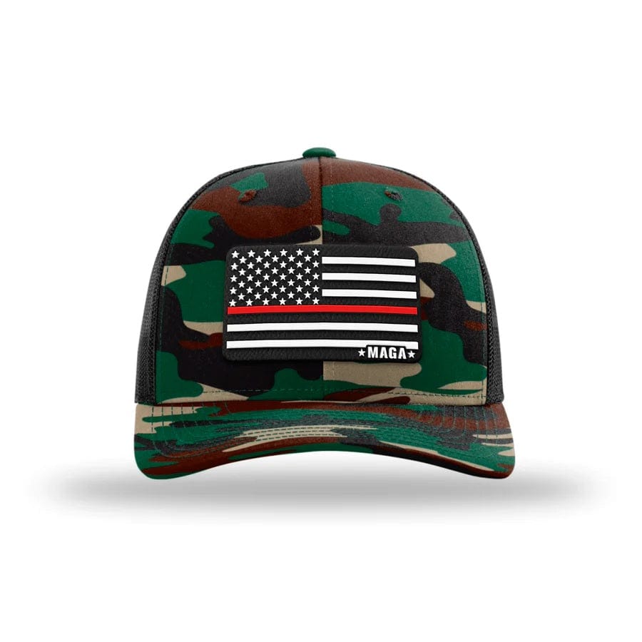 Adjustable Snapback Trucker Cap Maga Thin Red Line Flag Hat | Camo Edition maga trump