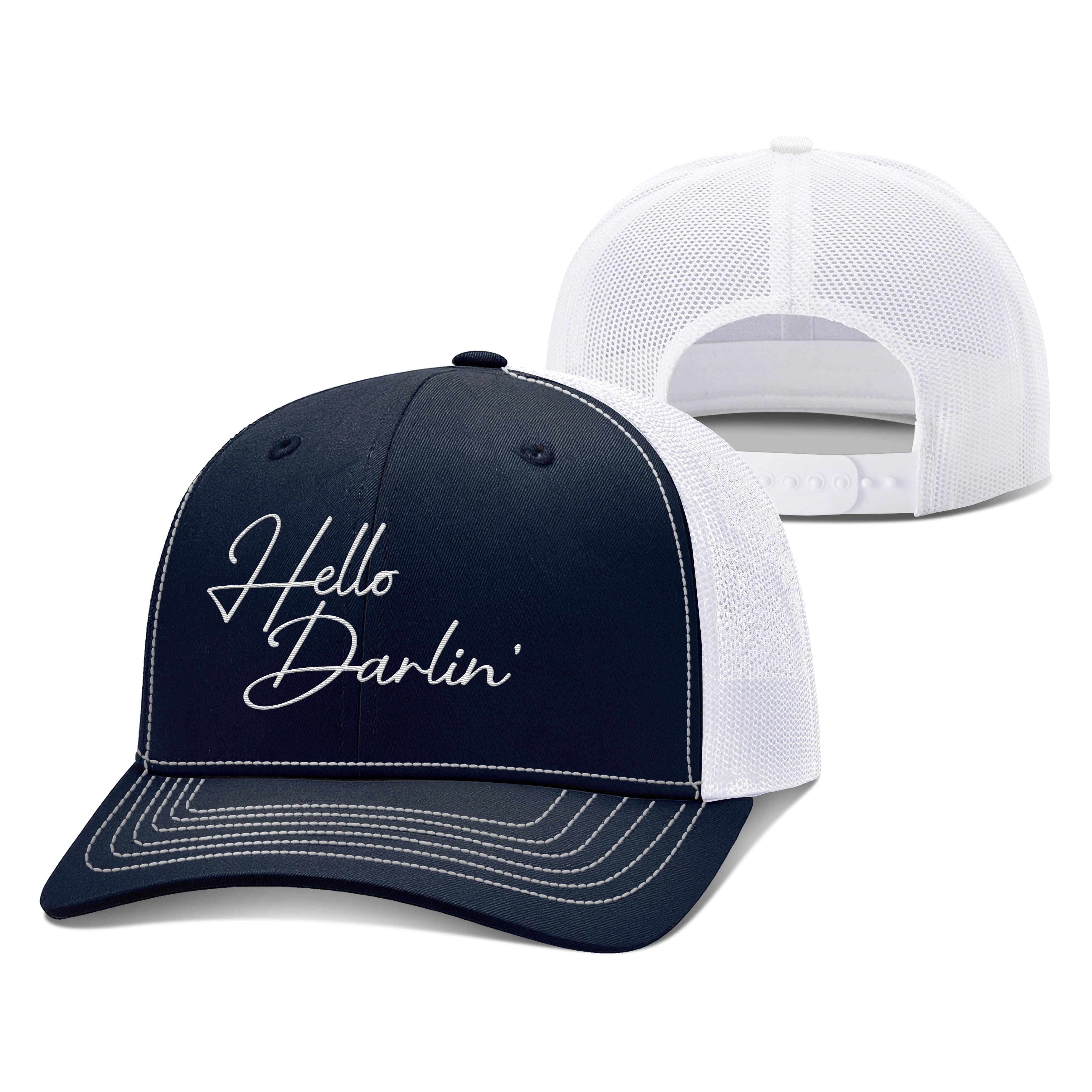Adjustable Snapback Trucker Cap / Navy/White / OS Hello Darlin' Trucker Hat maga trump
