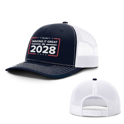 Adjustable Snapback Trucker Cap / Navy/White / OS Making it Great in 2028 Trucker Hat maga trump