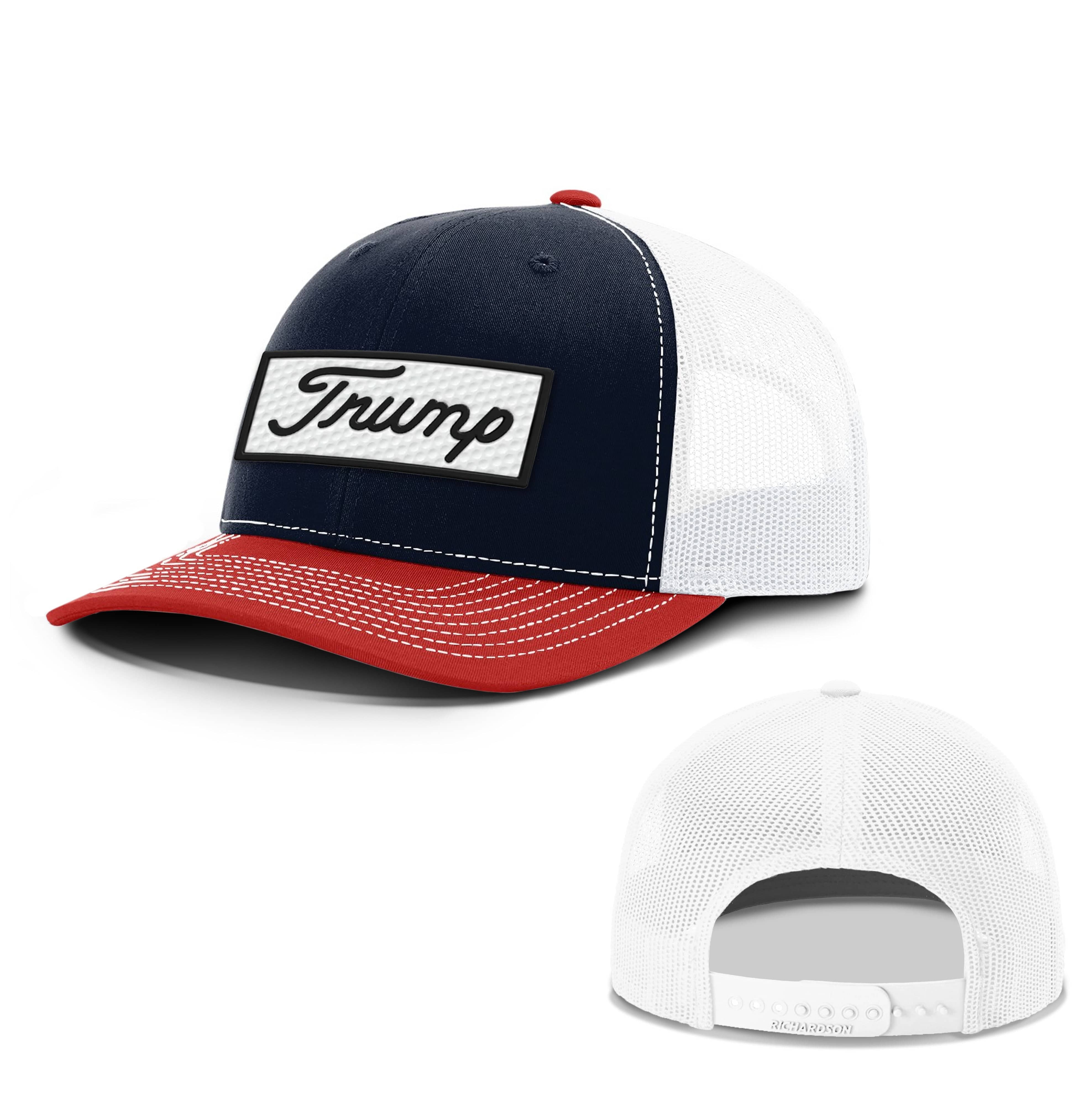 Adjustable Snapback Trucker Cap / Navy/ White/Red / OS Trump Golf Ball Patch Summer Hats maga trump