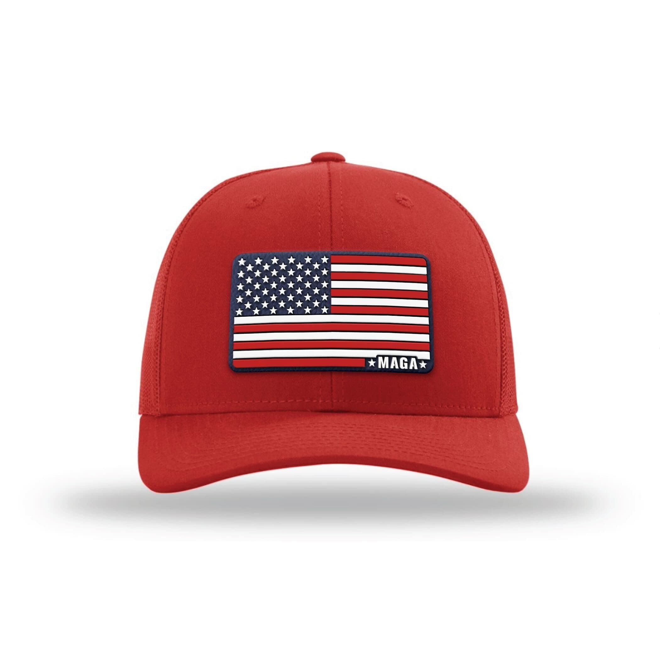 Adjustable Snapback Trucker Cap / Red Maga American Flag Hat maga trump