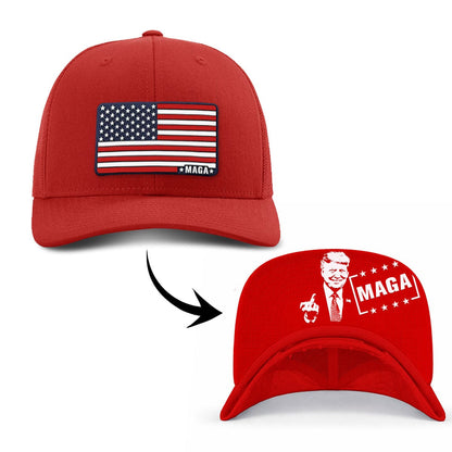 Adjustable Snapback Trucker Cap / Red / OS Maga American Flag (MF Hat) maga trump