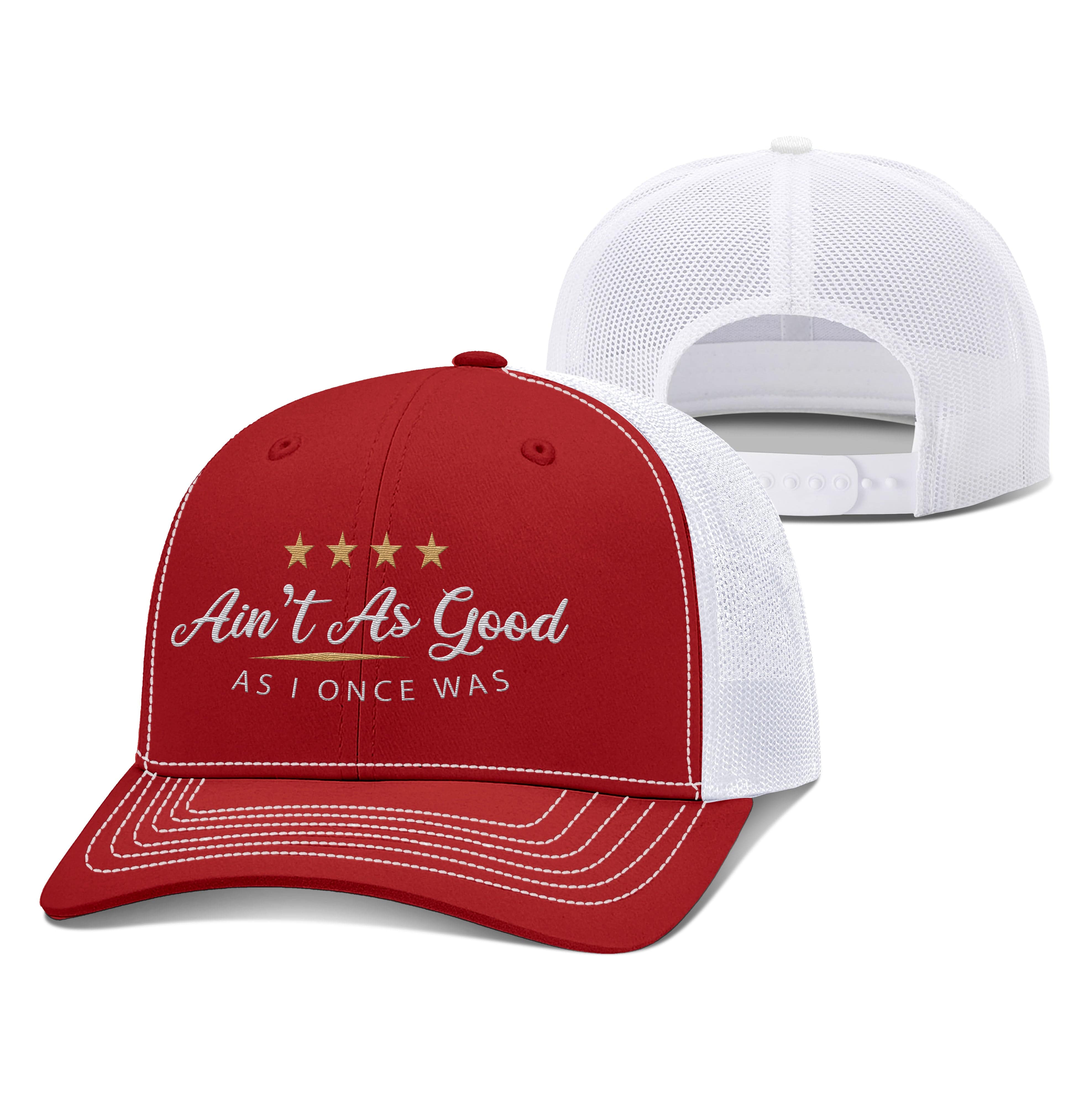 Adjustable Snapback Trucker Cap / Red/White / OS Ain't As Good As I Once Was Trucker Hat maga trump