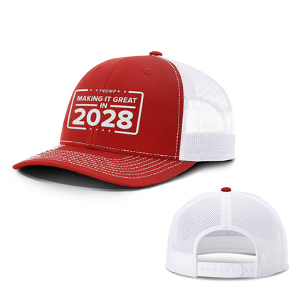 Adjustable Snapback Trucker Cap / Red/White / OS Making it Great in 2028 Trucker Hat maga trump