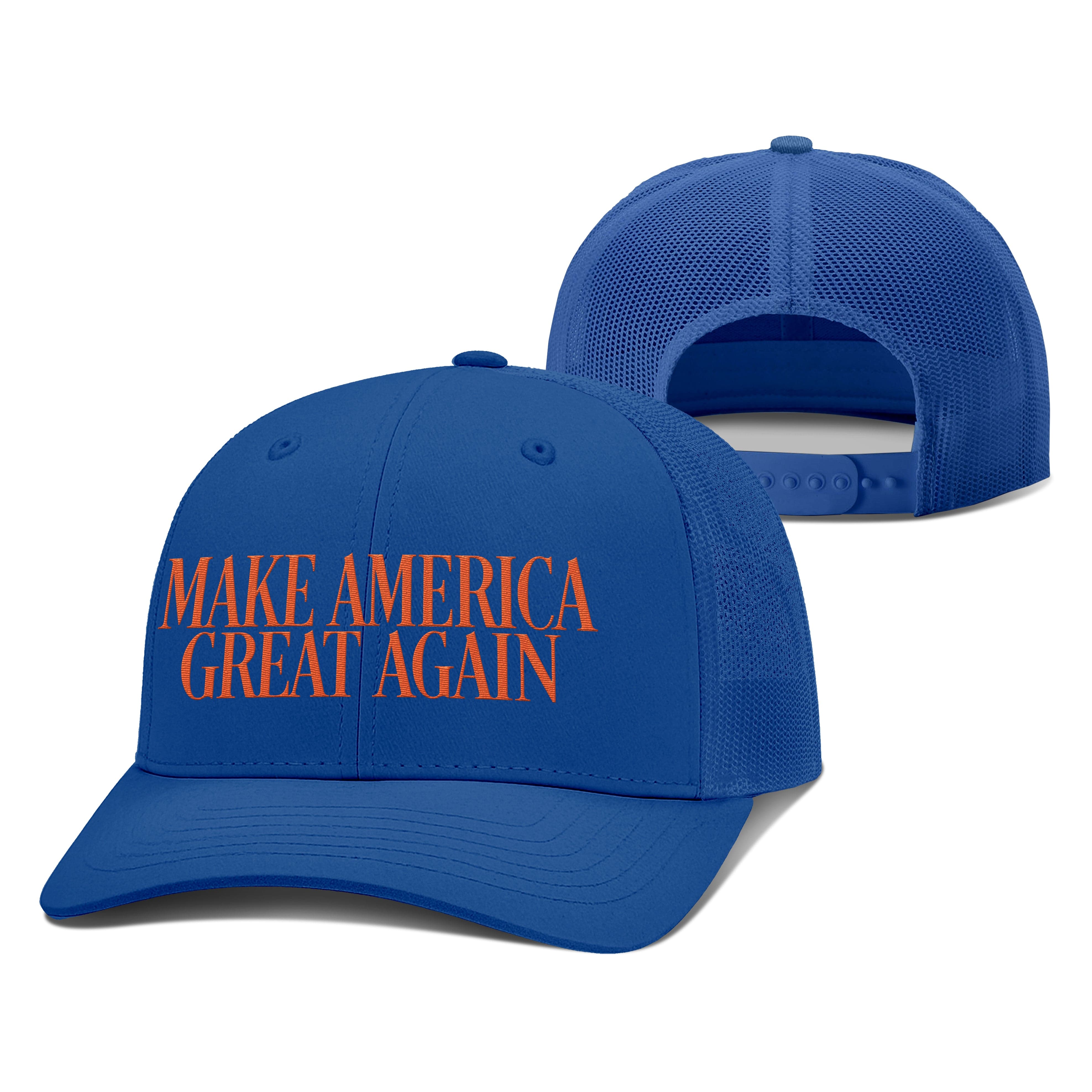Adjustable Snapback Trucker Cap / Royal MAGA College Football Snapback Trucker Hat maga trump