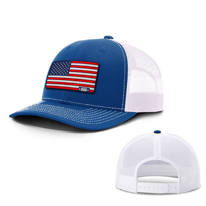 Adjustable Snapback Trucker Cap / Royal/White / OS American Dad Flag Trucker Hat maga trump