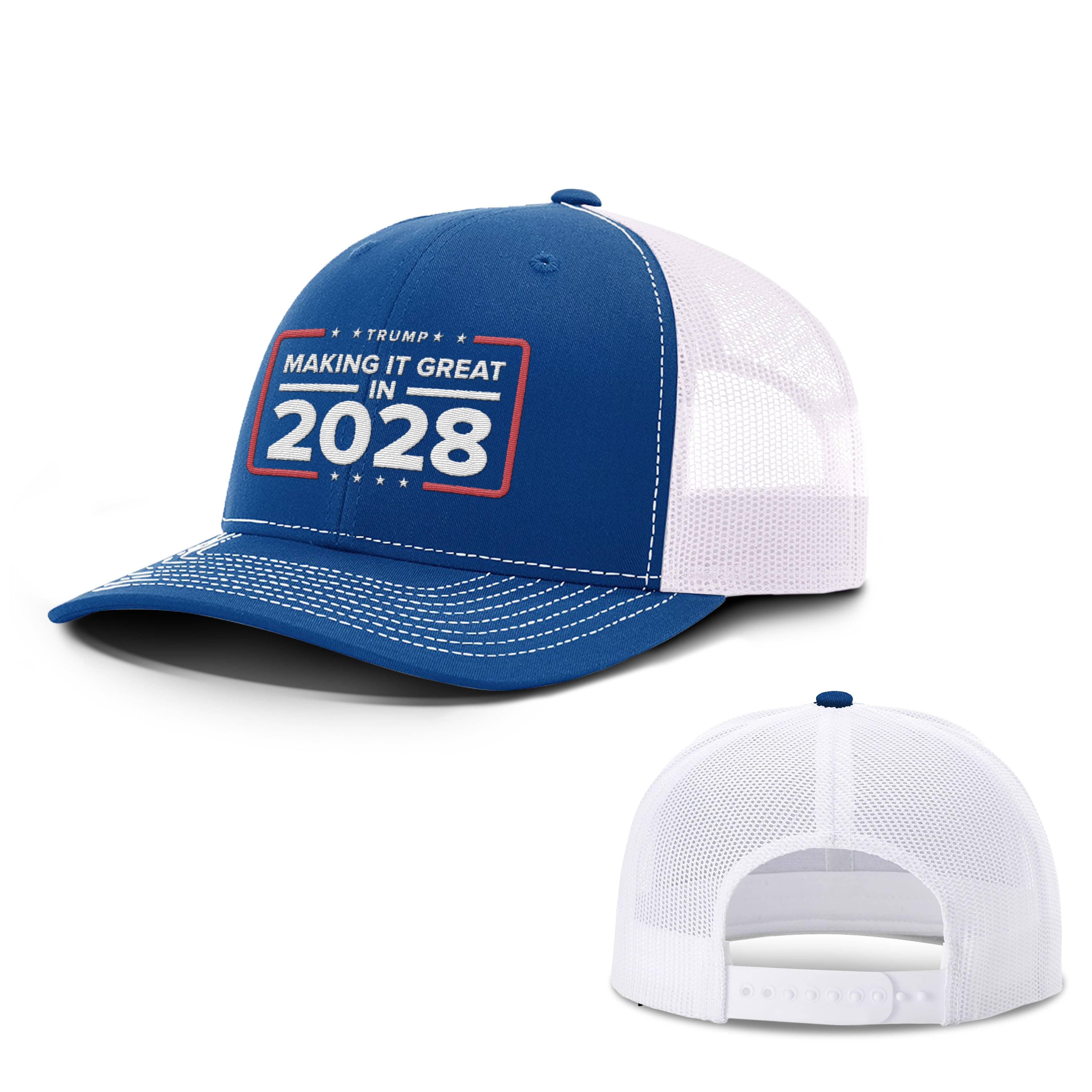 Adjustable Snapback Trucker Cap / Royal/White / OS Making it Great in 2028 Trucker Hat maga trump