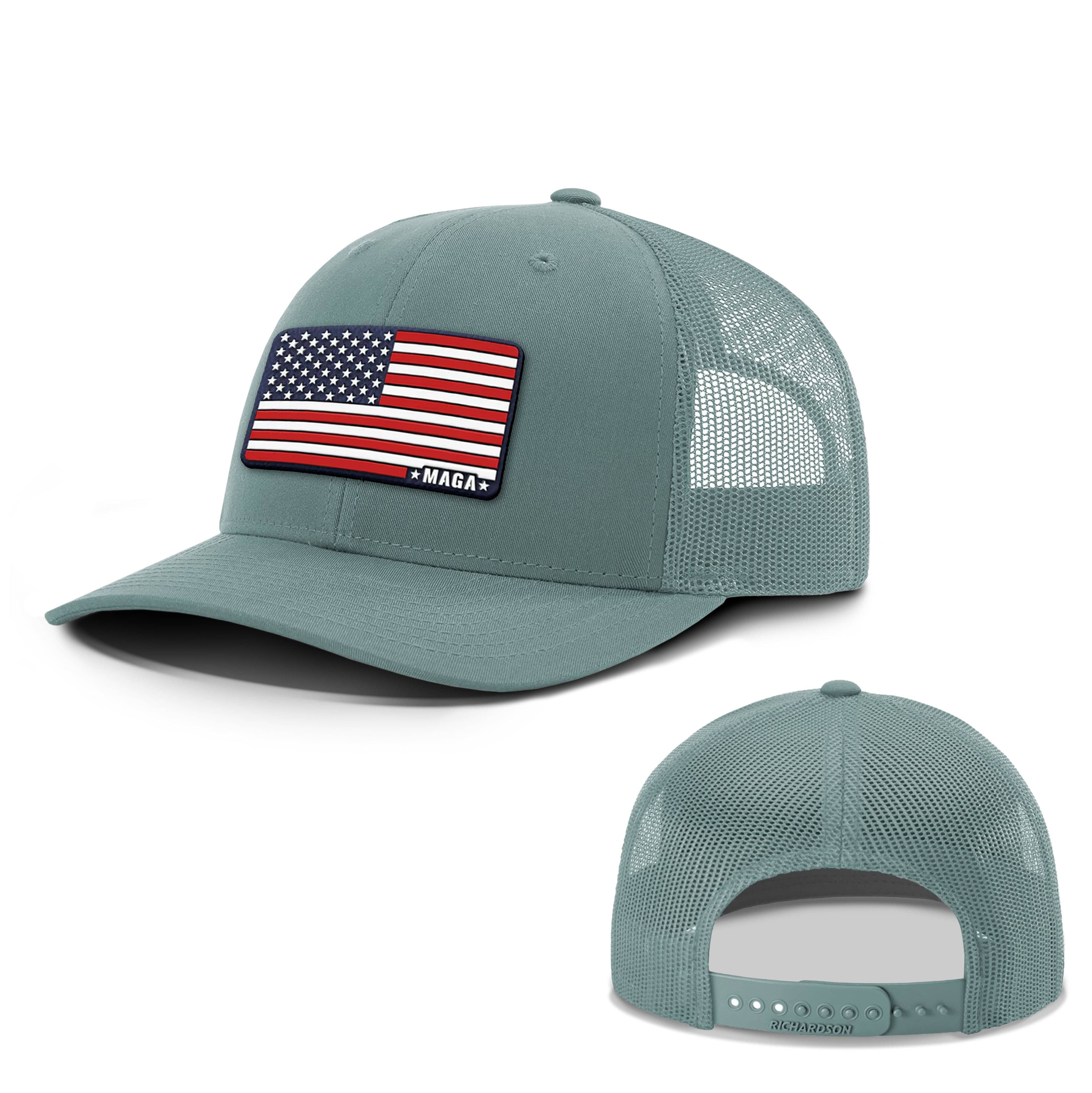 Adjustable Snapback Trucker Cap / Smoke Blue / OS Maga American Flag Summer Hat maga trump