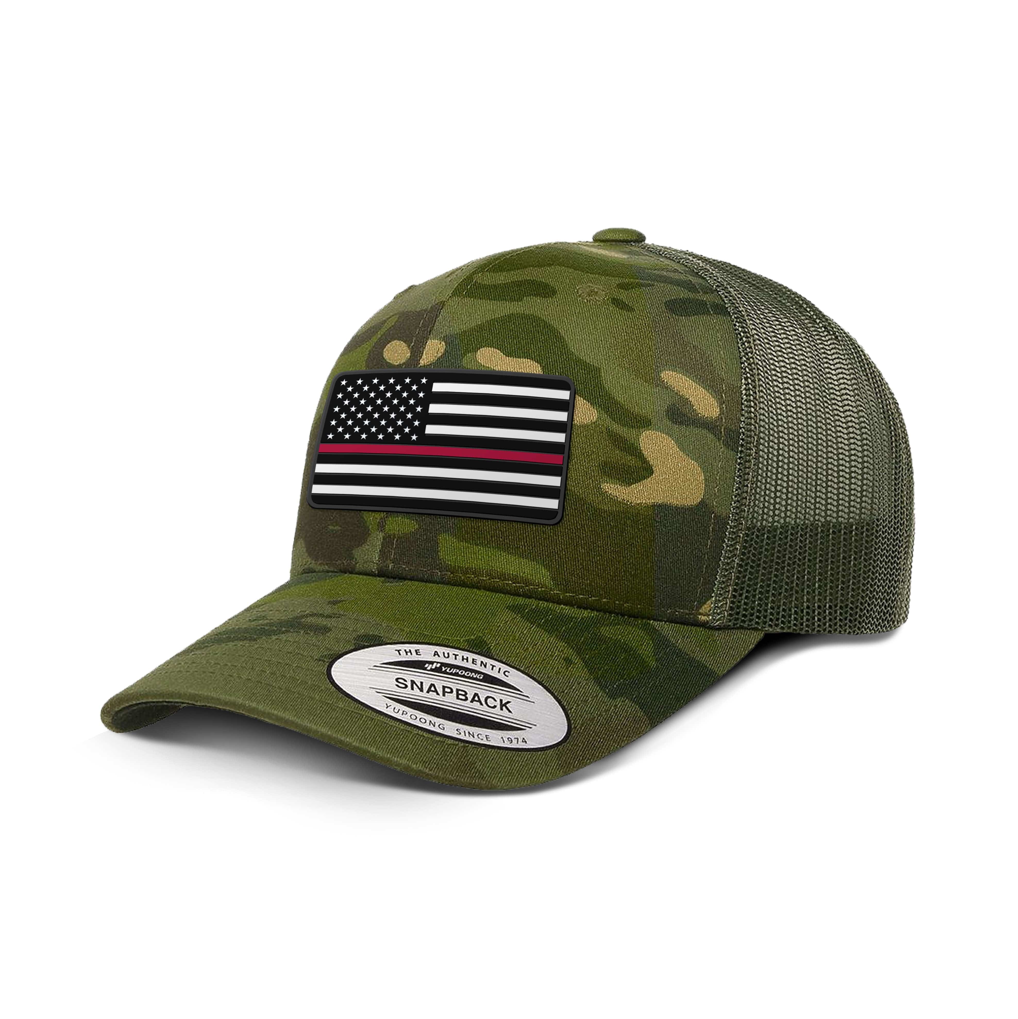 Adjustable Snapback Trucker Cap / Tropic Green USA THIN RED FLAG Camo Edition Trucker Hat maga trump