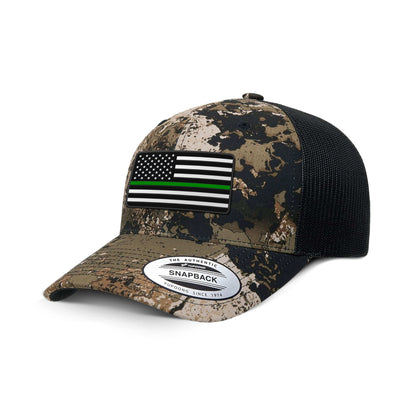 Adjustable Snapback Trucker Cap / Veil Wideland USA THIN GREEN FLAG Camo Edition Trucker Hat maga trump