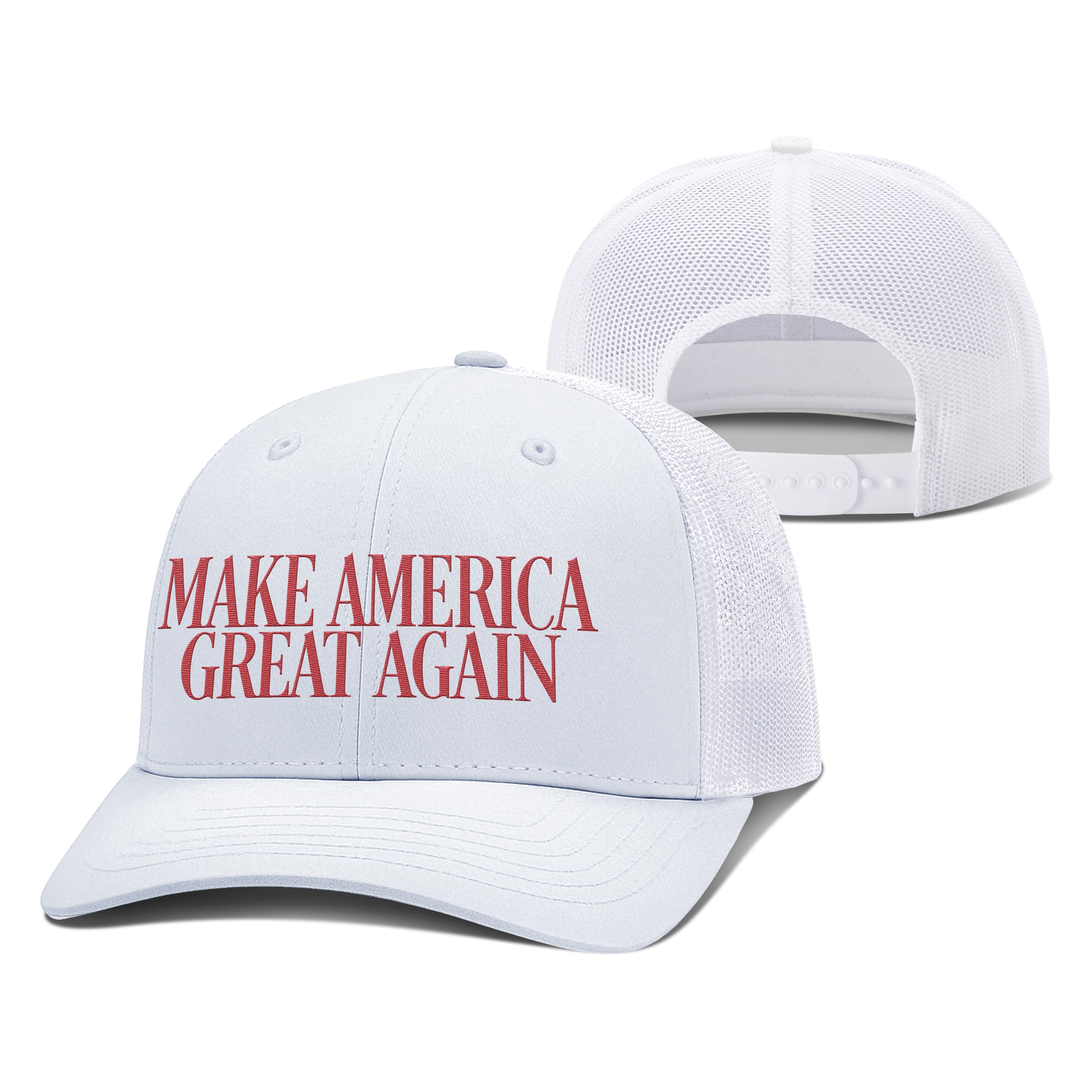 Adjustable Snapback Trucker Cap / White MAGA College Football Snapback Trucker Hat maga trump