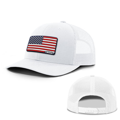 Adjustable Snapback Trucker Cap / White / OS Maga American Flag Summer Hat maga trump
