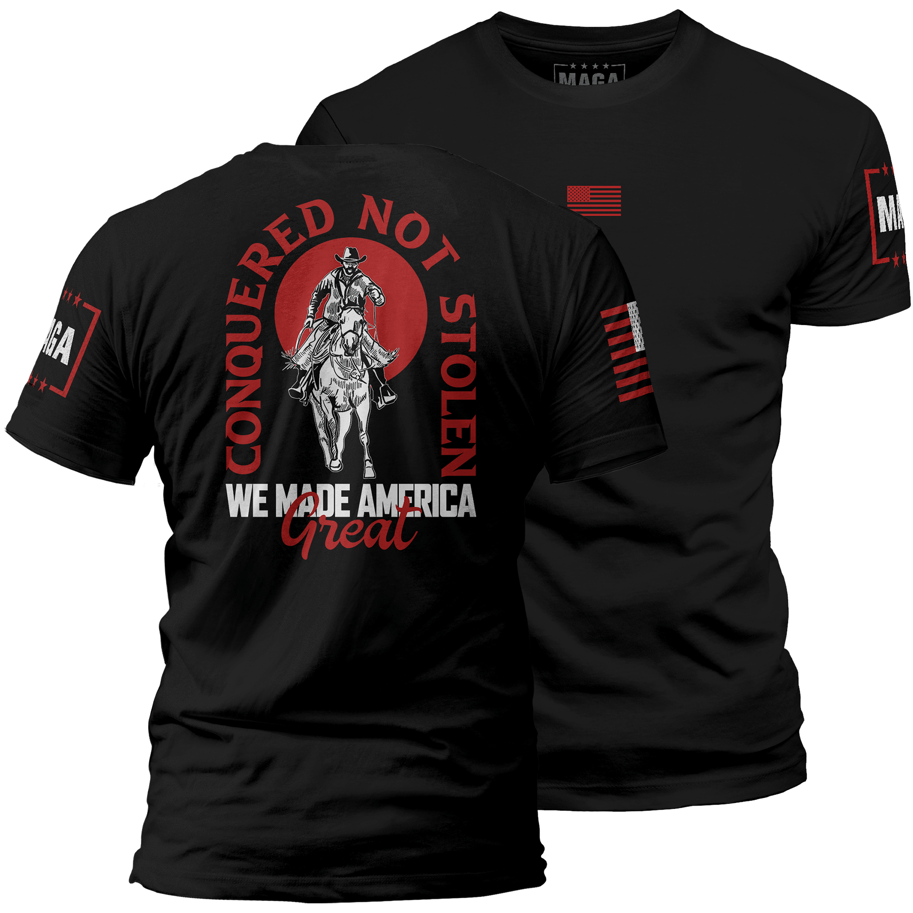 Black / S Conquered Not Stolen maga trump