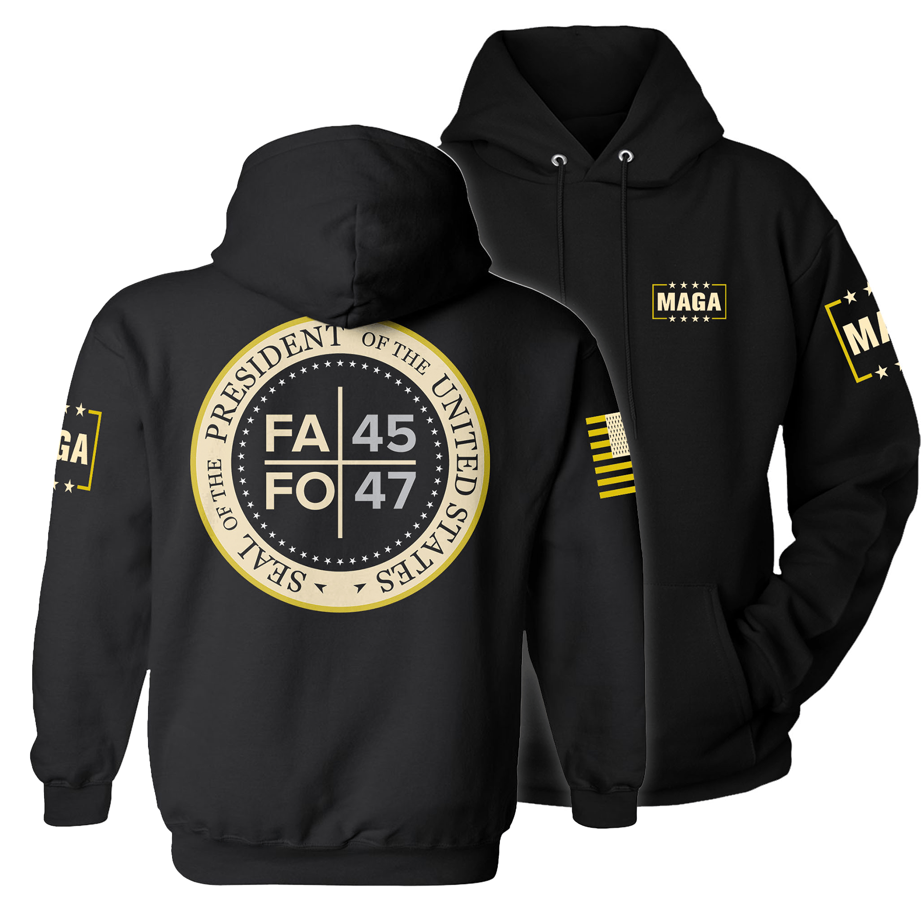 Black / S FAFO 45/47 Hoodie maga trump