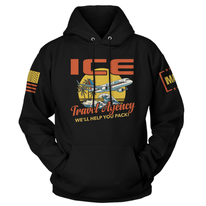 Black / S ICE Travel Agency Hoodie maga trump