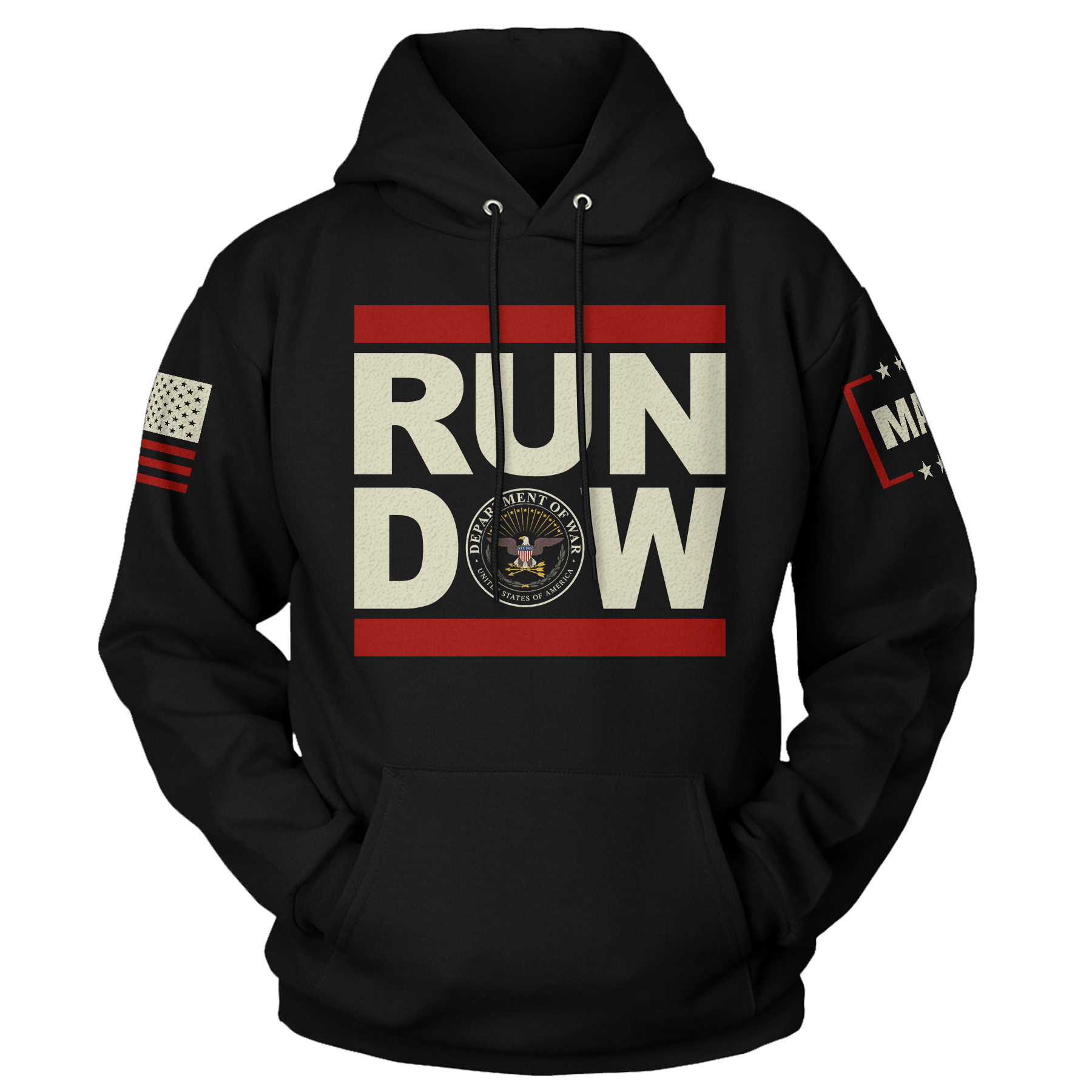 Black / S Run DOW Hoodie maga trump
