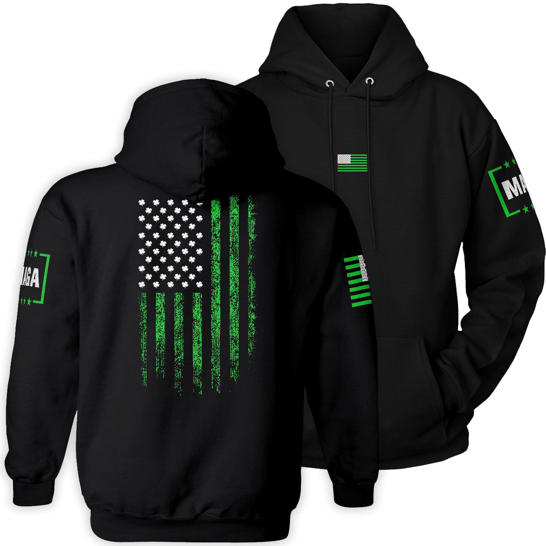 Black / S St Paddy Flag Hoodie maga trump