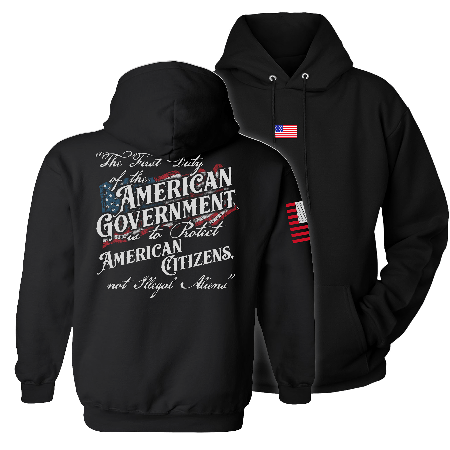 Black / S The First Duty of the American Government Hoodie maga trump