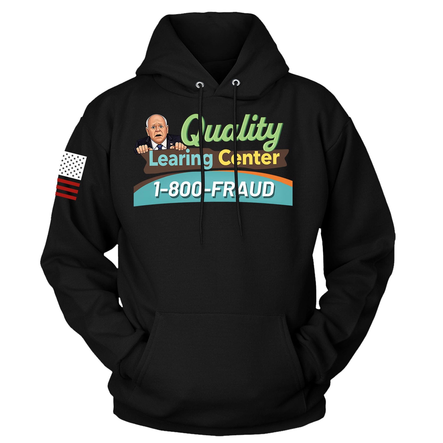 Black / S Tim Walz's Learing Center Hoodie maga trump