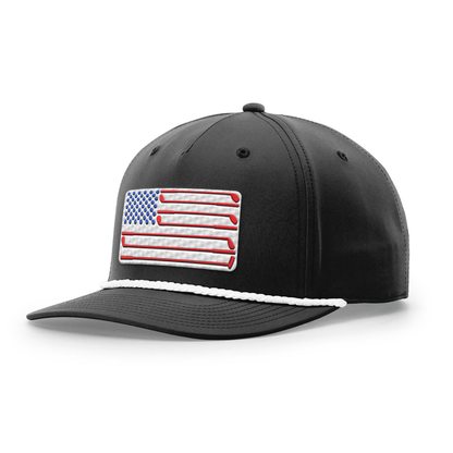 Five Panel Classic Rope / Black/White Golf of America Flag Patch Rope Hat maga trump