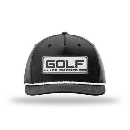 Five Panel Classic Rope / Black/White Golf of America Golf Patch Rope Hat maga trump