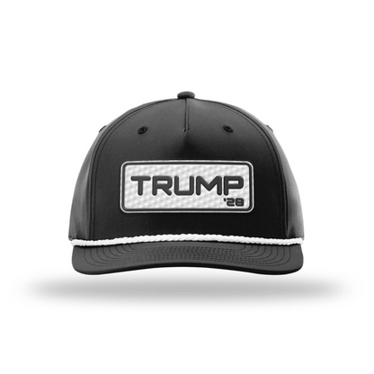 Five Panel Classic Rope / Black/White Trump 28 Golf Patch Rope Hat maga trump