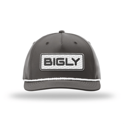 Five Panel Classic Rope / Dark Gray/White Bigly Golf Patch Rope Hat maga trump