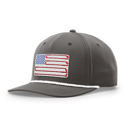 Five Panel Classic Rope / Dark Gray/White Golf of America Flag Patch Rope Hat maga trump
