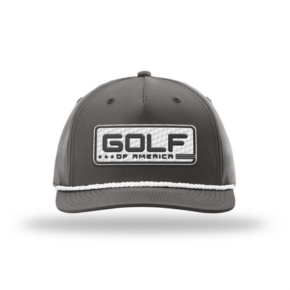 Five Panel Classic Rope / Dark Gray/White Golf of America Golf Patch Rope Hat maga trump