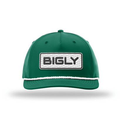 Five Panel Classic Rope / Green/White Bigly Golf Patch Rope Hat maga trump