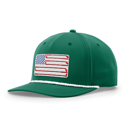 Five Panel Classic Rope / Green/White Golf of America Flag Patch Rope Hat maga trump