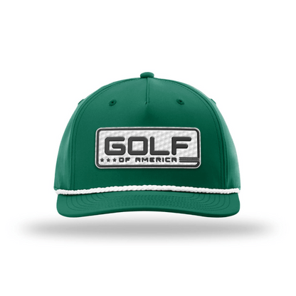 Five Panel Classic Rope / Green/White Golf of America Golf Patch Rope Hat maga trump
