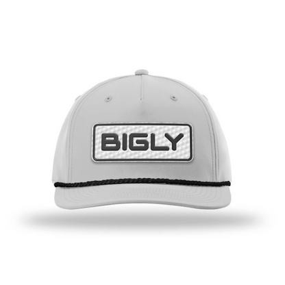 Five Panel Classic Rope / Light Gray/Black Bigly Golf Patch Rope Hat maga trump
